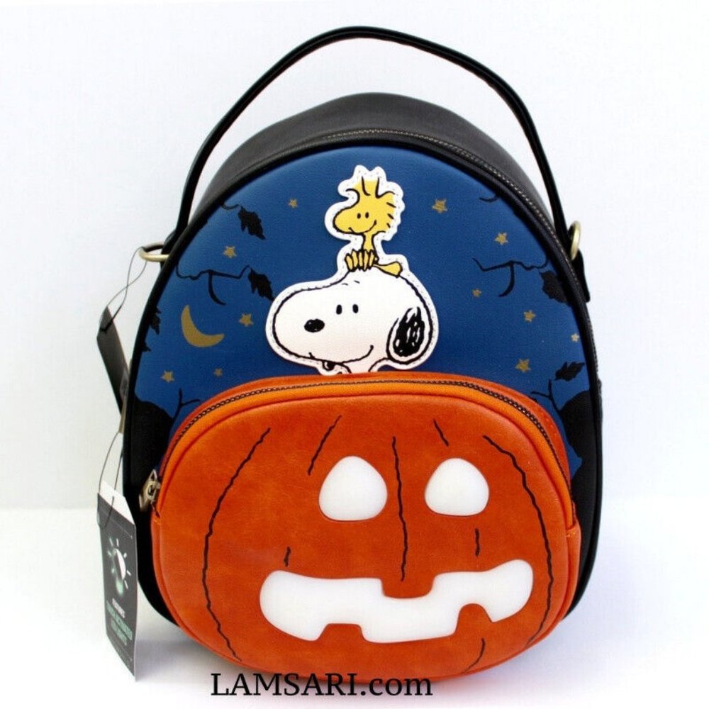 Peanuts Snoopy & Woodstock The Great Pumpkin Convertible Mini Backpack Crossbody
